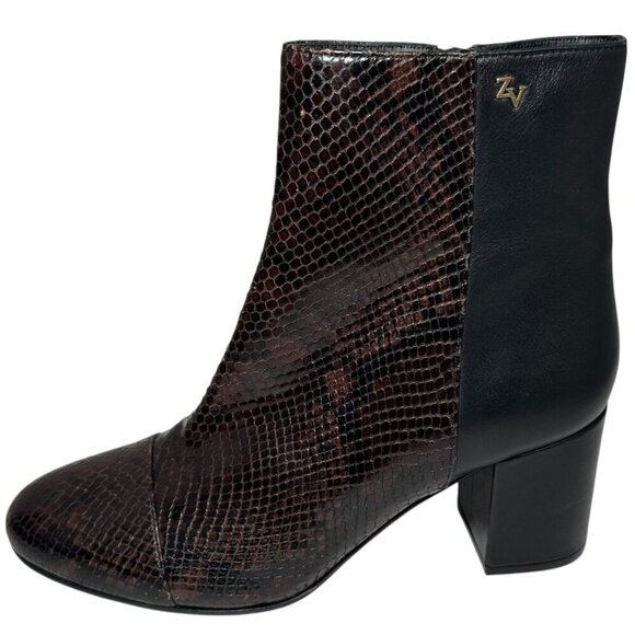 Zadig & Voltaire Lena Wild Leather Ankle Boots Side Zip Snake $558 Sz 39/8.5 NEW - Picture 1 of 7